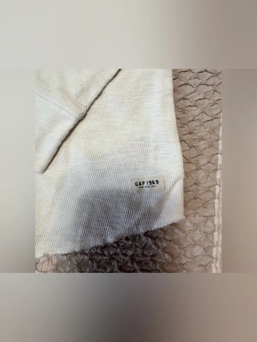 GAP White Crewneck Waffle Thermal Pullover Boy